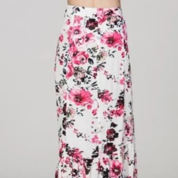 En Creme Urban Rose Floral Button Front Maxi Skirt Size M EUC - Picture 3 of 12